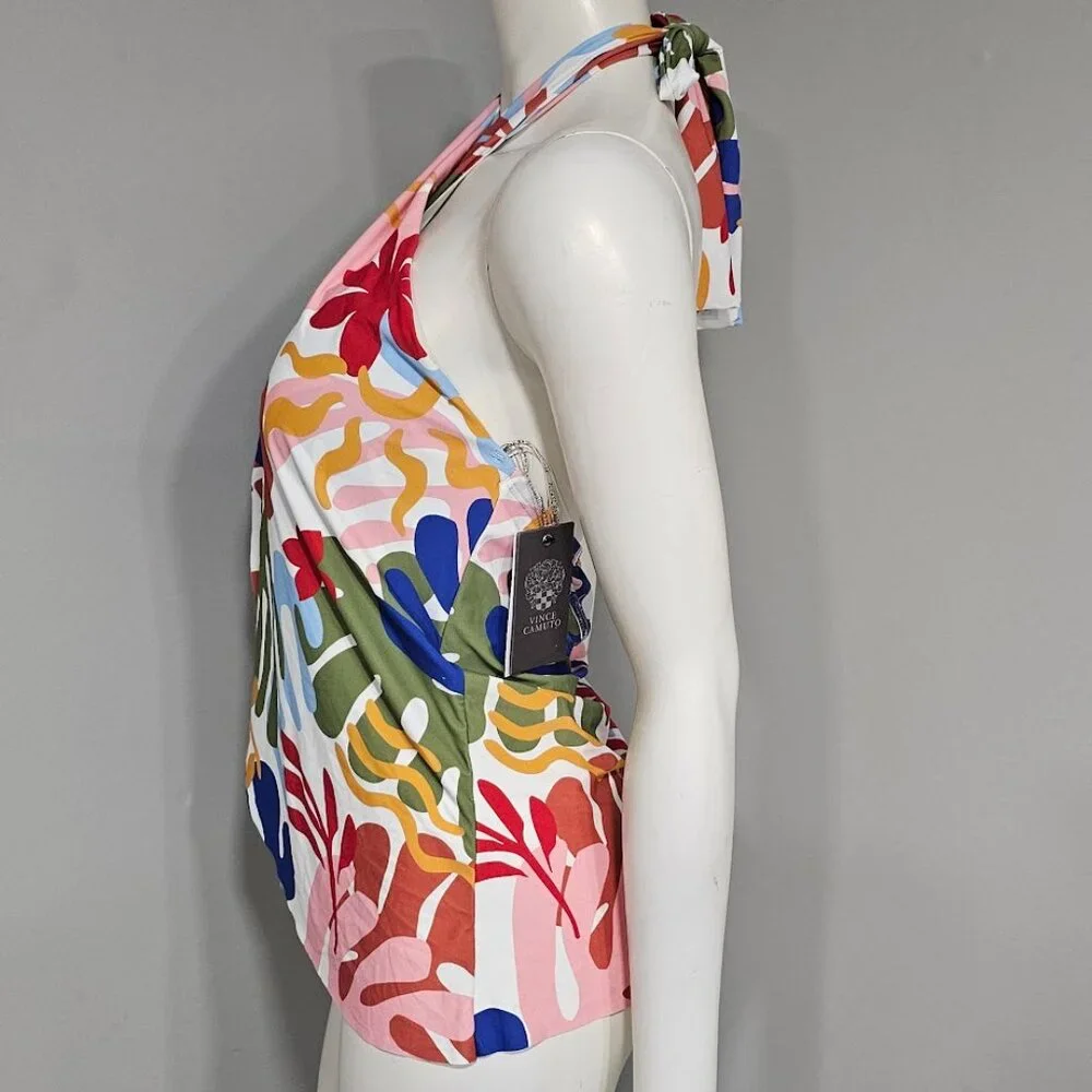 Vince Camuto Printed Crossover Convertible Tankini Top - Picture 3 of 10